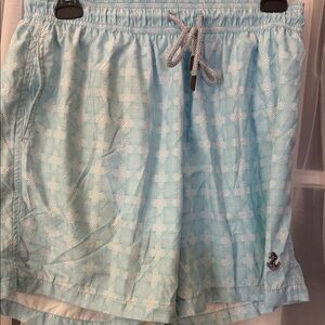 Retromarine Light Blue Star Pattern Men's Swim Shorts Large With Anchor Logo